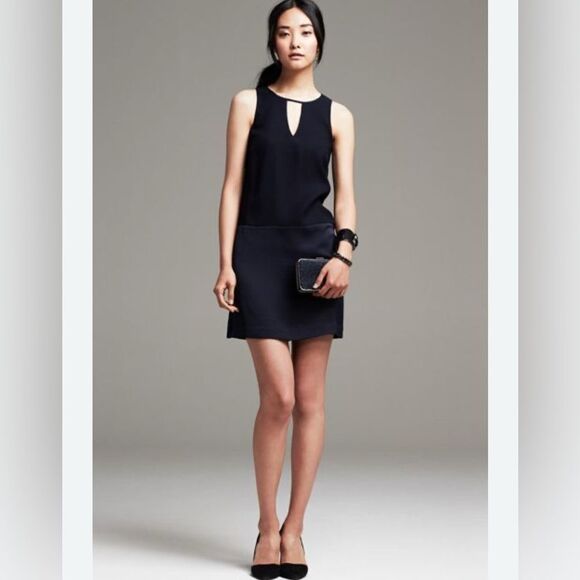 BANANA REPUBLIC size 6 Elegant Navy Sleeveless shift Dress small - Picture 1 of 6